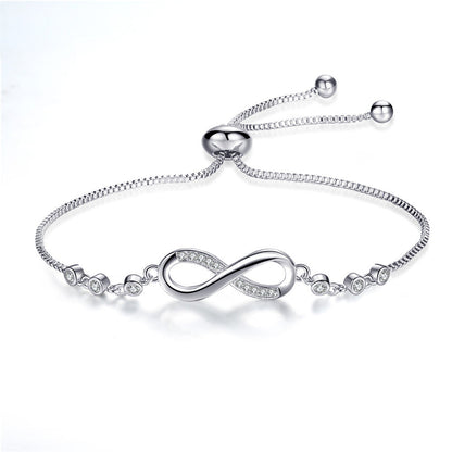 Pulsera ajustable de infinito en plata 