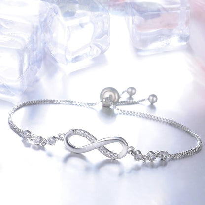 Pulsera ajustable de infinito en plata 
