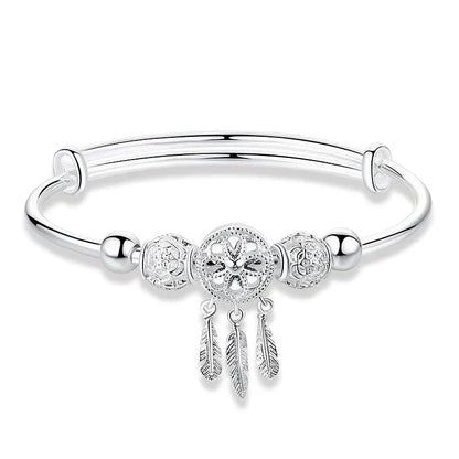 Pulsera ajustable atrapasueños de plata 925 