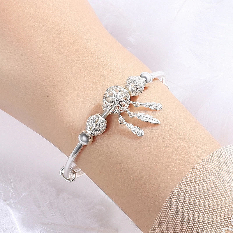 Pulsera ajustable atrapasueños de plata 925 