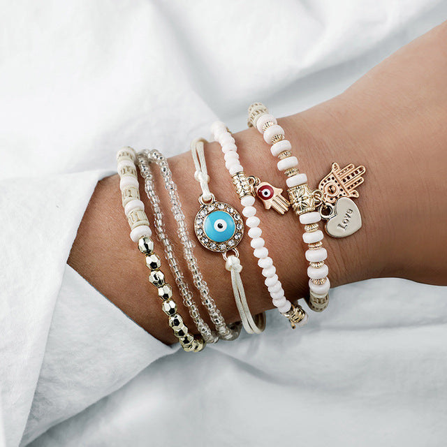 Paquete de pulseras de Hamsa 
