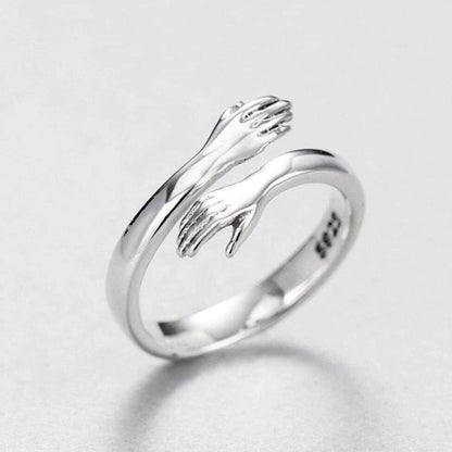 Anillo de abrazo ajustable de plata 