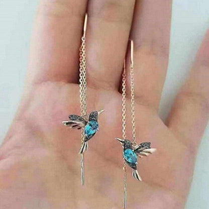 Pendientes de colibrí de esmalte y circonitas 